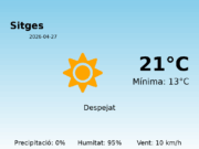 Previsió de l’AEMET a Sitges avui 27 de Abril de 2026